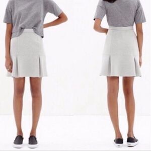 Madewell Light Grey Pleated Scuba Trumpet Mini Skirt 2
